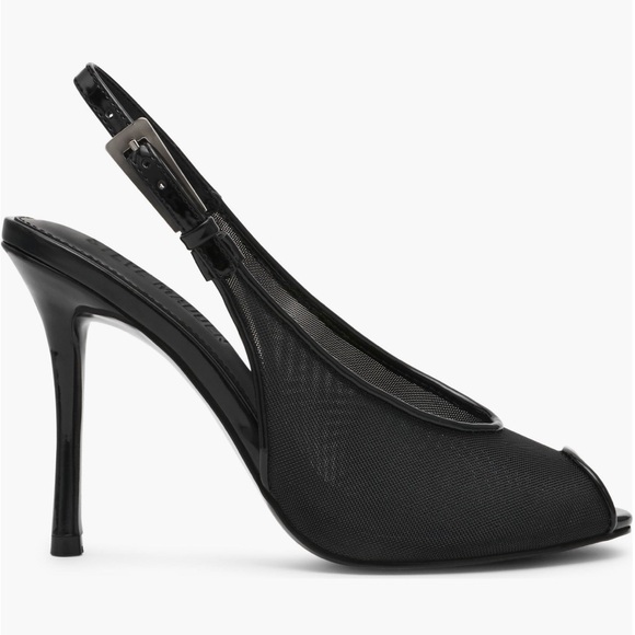 Steve Madden Shoes - Steve Madden Elegant Black Mesh Slingback Heels Adjustable Strap Various Sizes
